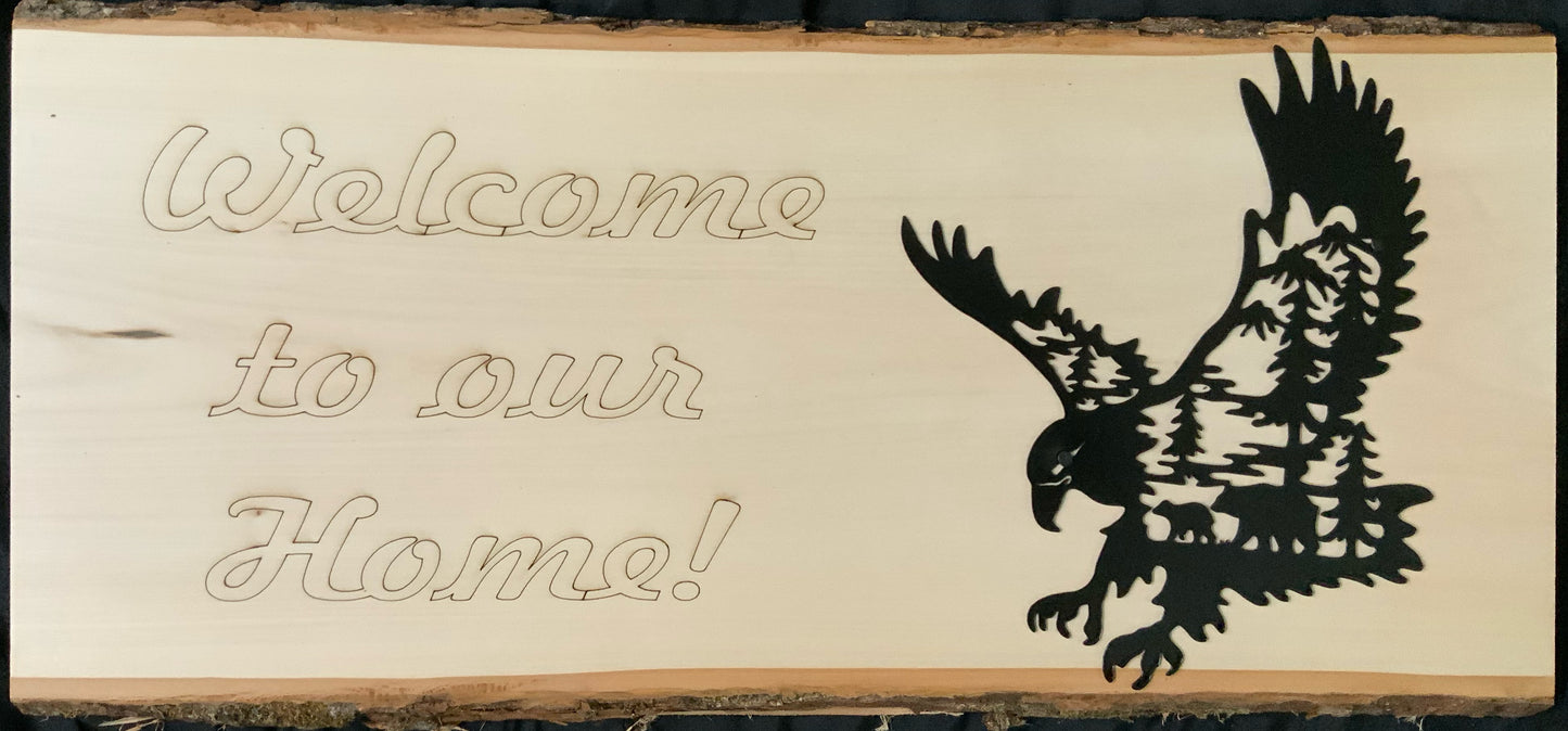 2” sign engraved with metal art